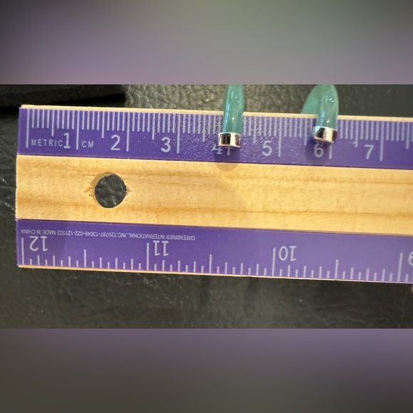 UTC Sterling Silver Green Stone Hoops - Picture 4 of 4